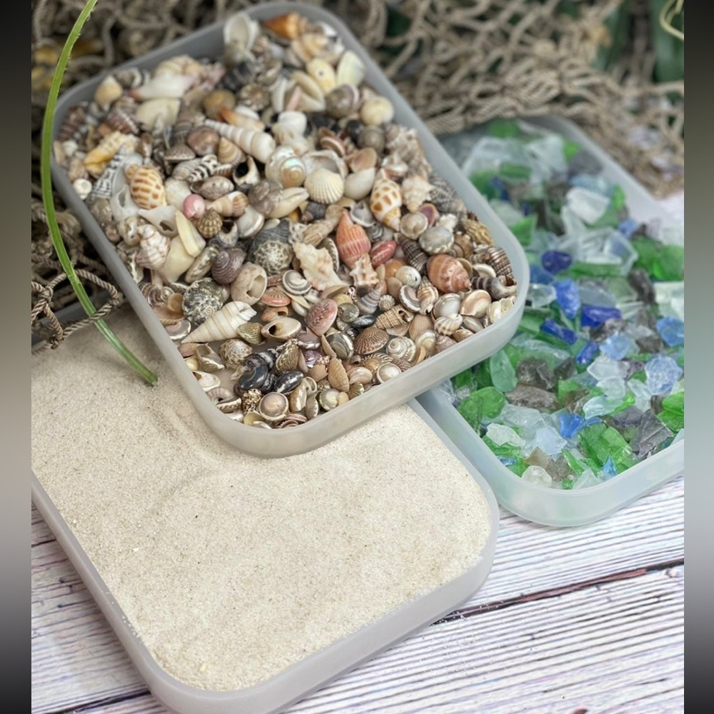 REAL BEACH SAND, SHELLS & SEA GLASS BITS CRAFTING CANDLES SOAP RESIN ART DIY LOT